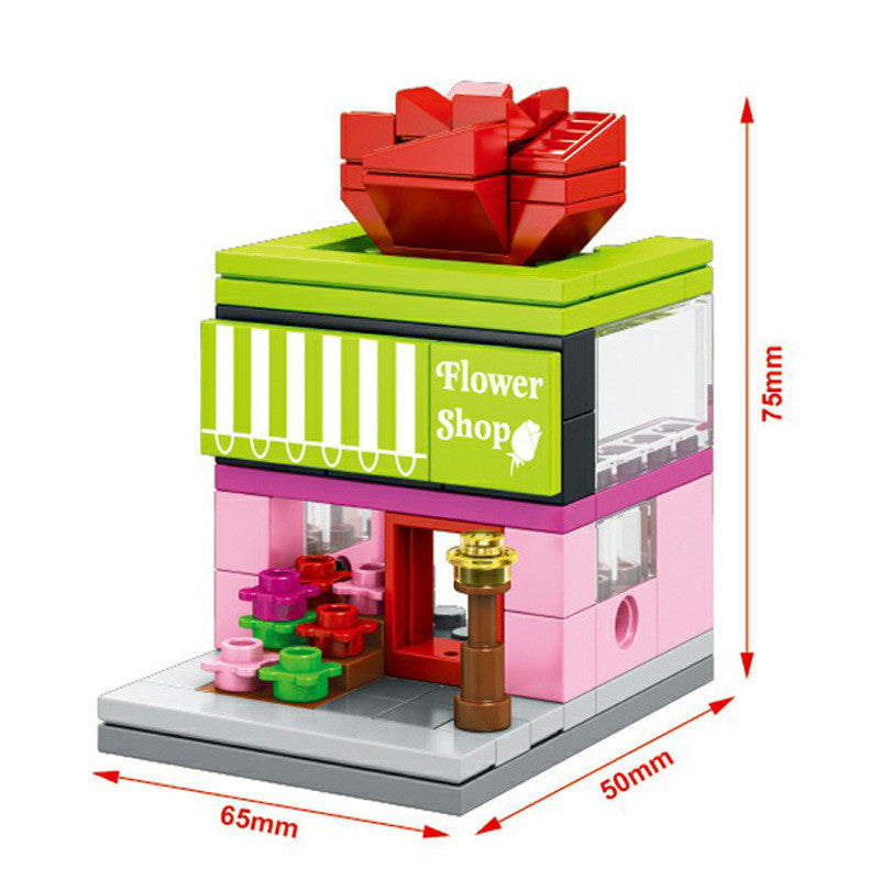 Senbao kinder der stadt mini street view bausteine puzzle montage spielzeug