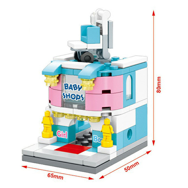 Senbao kinder der stadt mini street view bausteine puzzle montage spielzeug