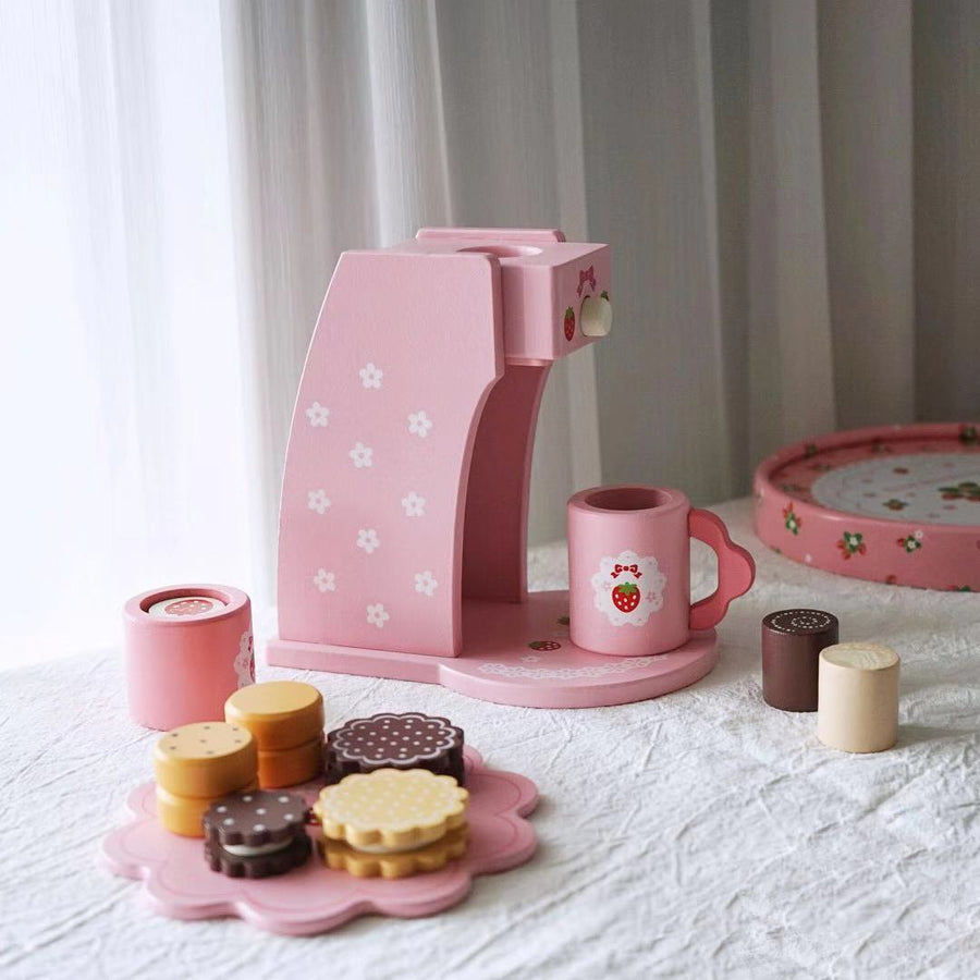 "Teekanne Geburtstagskuchen Kaffeemaschine Holzspielzeug für Kinder"