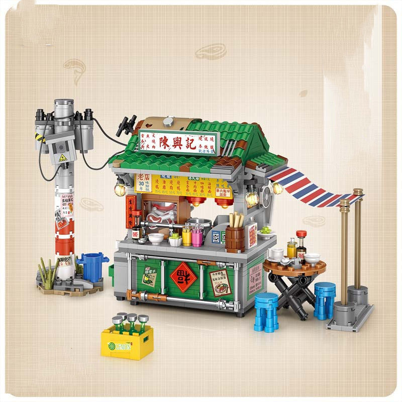 Hong Kong-stil Lebensmittel Stall Straßenbild Puzzle Bausteine kinder Spielzeug