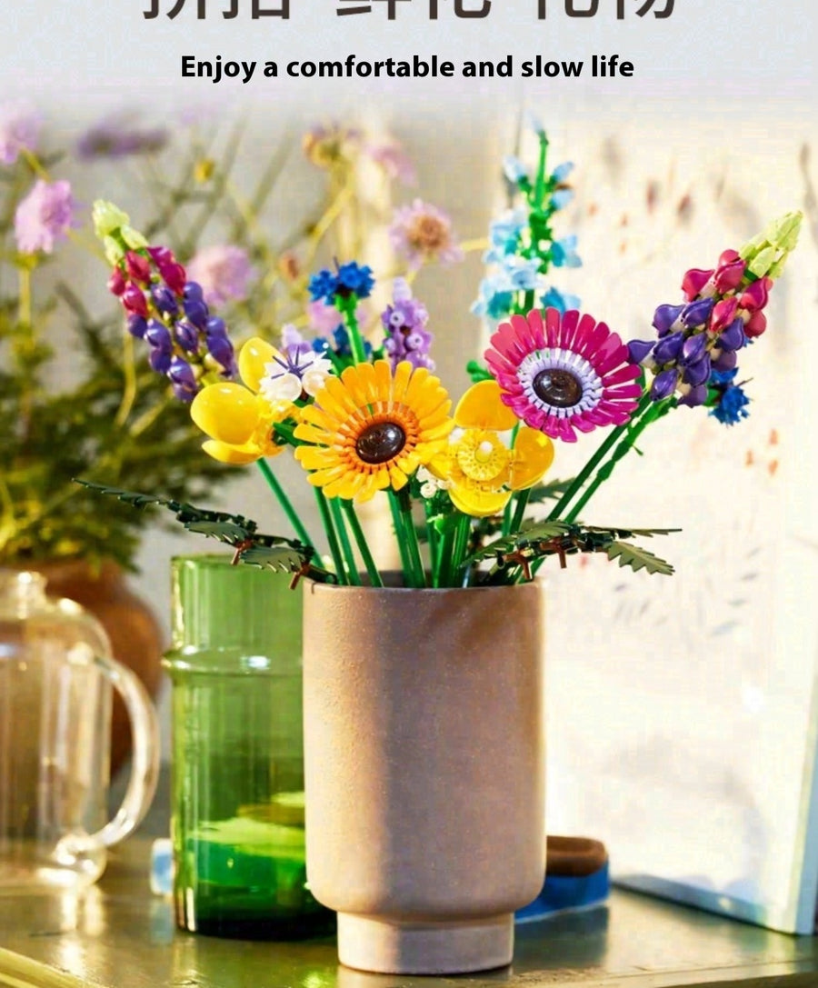 Plant Bouquet Puzzle zusammen gebaut Baustein Spielzeug