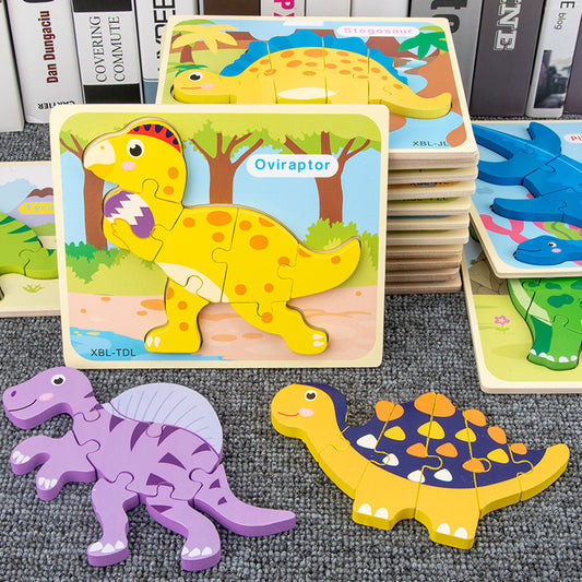 Holz 3D Dinosaurier Hand Greifen Bord Puzzle