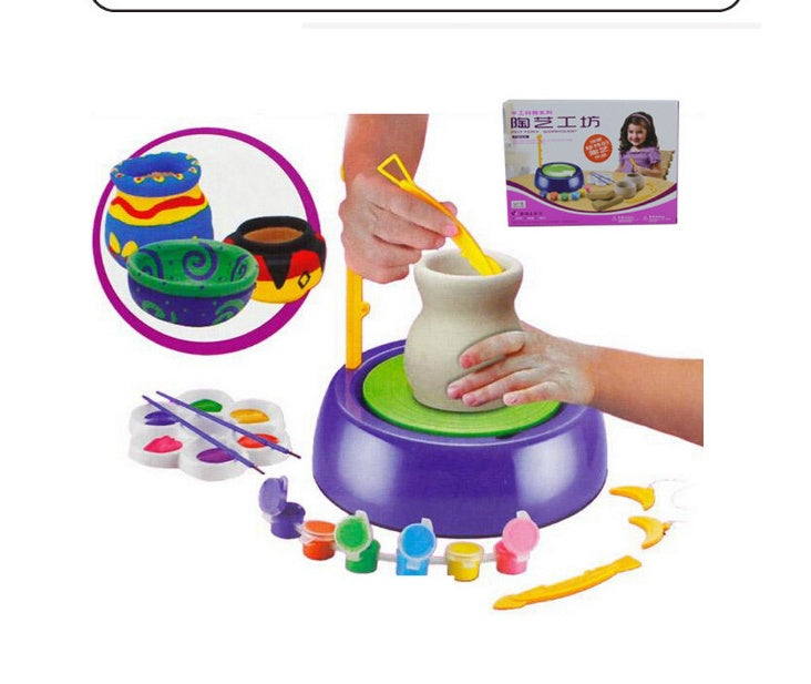 Spielzeug für Kinder mit Farben und Werkzeugen Diy Toy Clay Töpfe Herstellung Keramik Rad Set für Kinder Geschenke