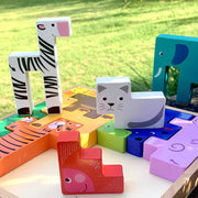 Holz tier baustein spielzeug puzzle für kinder