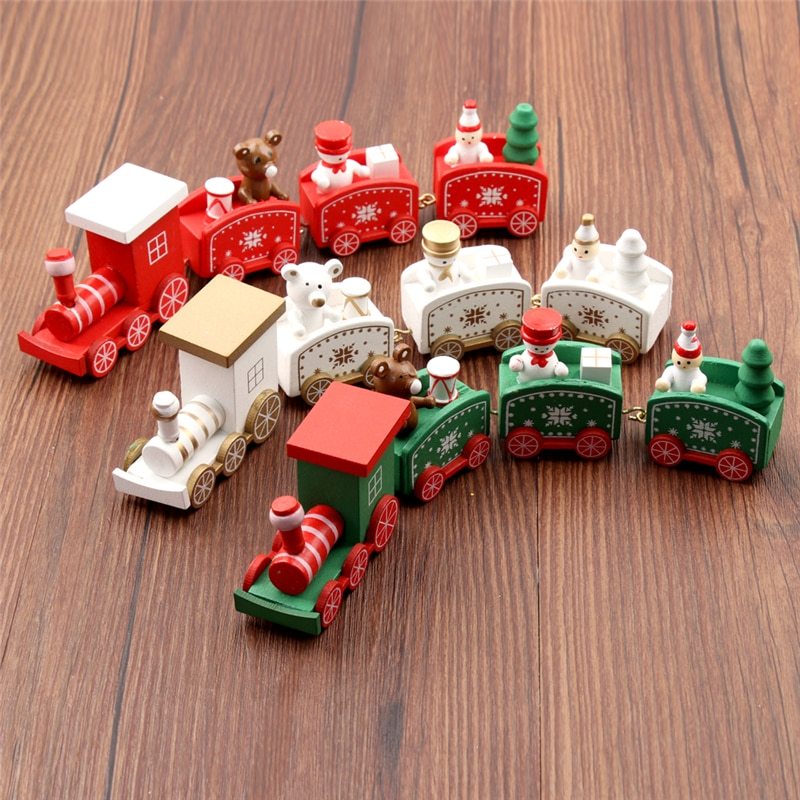 4pcs Mini Holz Zug Spielzeug