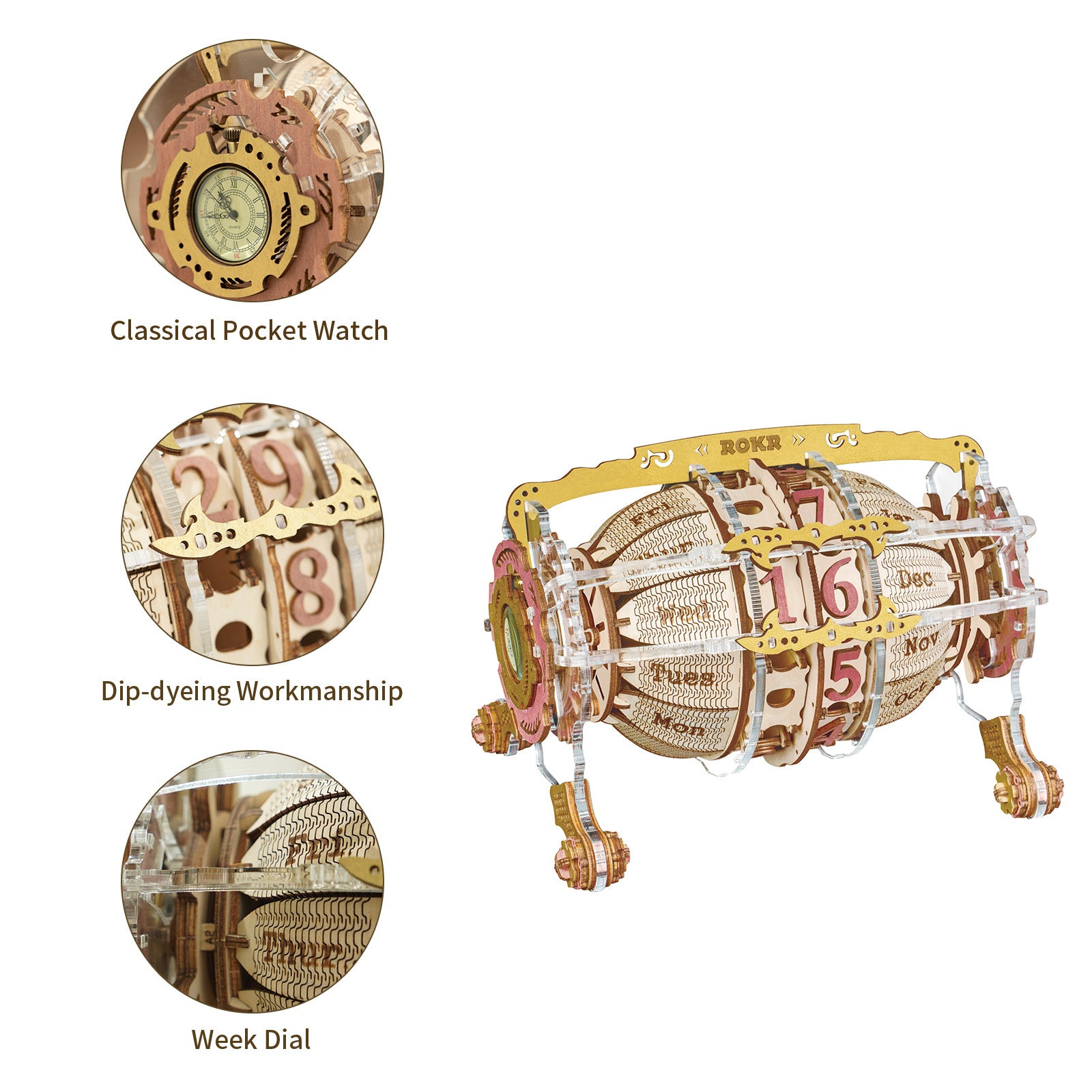 Robotime ROKR Sternzeichen Wanduhr 3D Holz Puzzle Modell Montage Spielzeug Geschenke für Kinder Kinder Teens LC601 Unterstützung Dropshipping