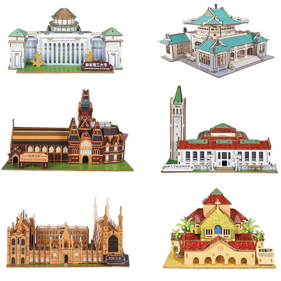 Holz 3D Jigsaw Puzzle Berühmte Universität Baustein Spielzeug