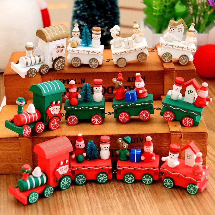 4pcs Mini Holz Zug Spielzeug