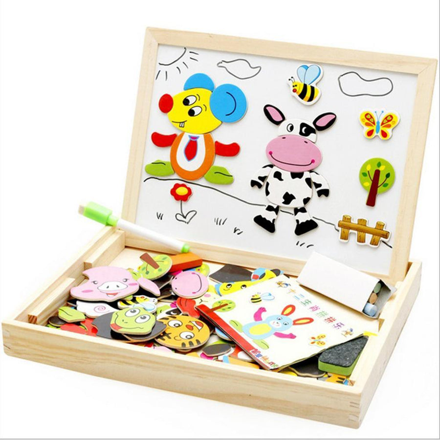 Holz Magnetischen Puzzle Spielzeug Kinder 3D Puzzle Box Abbildung Tiere Circus Schreiben Zeichnung Bord Lernen Bildung Spielzeug Für Kinder