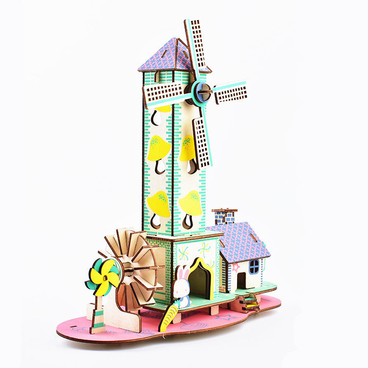 Holz Jigsaw Puzzle (kindliche cottage) 3D drei dimensional Jigsaw Puzzle Children''s geistigen spielzeug und kleine geschenke großhandel