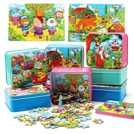 80PCS holz pädagogisches spielzeug bildungs entwicklung baby kinder ausbildung spielzeug kinder tier puzzle