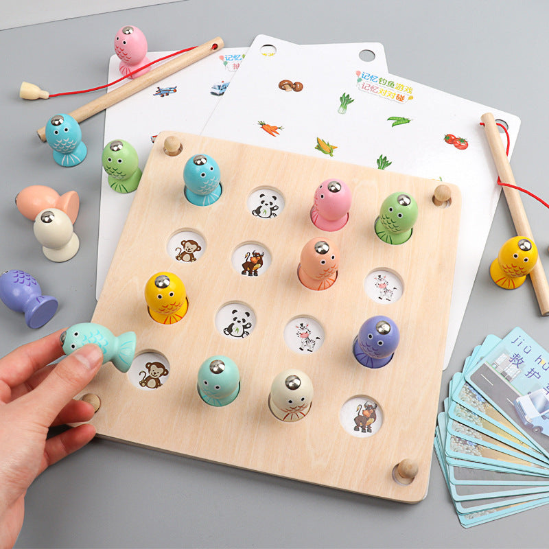 Wooden memory chess fishing game puzzle toys Mein Shop