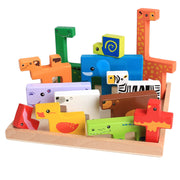 Hochwertige Baby Holz spielzeug 3D Blöcke Tierbau Blöcke Stapel Blöcke Buchenholz Kreative Kinder Geburtstag Weihnachts geschenk
