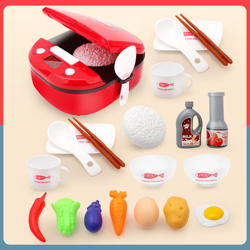 Kinder spielen Haus Küchen spielzeug Simulation Küchengeräte Früher ziehung Lernset Mädchen Kochen Reiskocher Spielzeug Kinder Küche