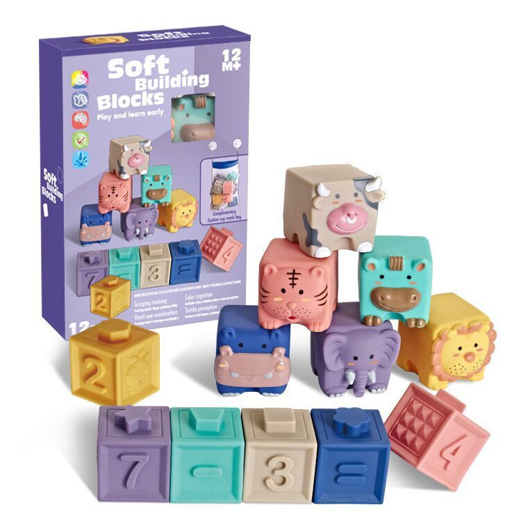 Baby Spielzeug Erfassen Ball Sensorischen Spielzeug Gebäude Silikon Blöcke Erfassen Spielzeug 3D Silikon Blocks Weiche Ball Kid Gummi Bad Cube baby Spielzeug