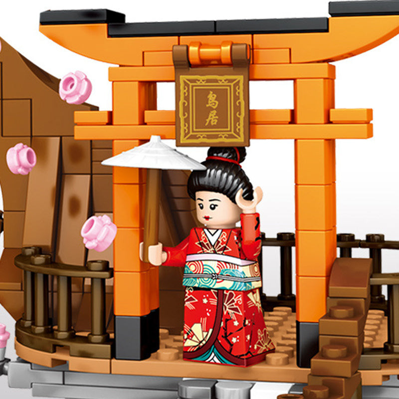 Sakura Straße Ansicht Modell Puzzle Montiert Gebäude Block Spielzeug