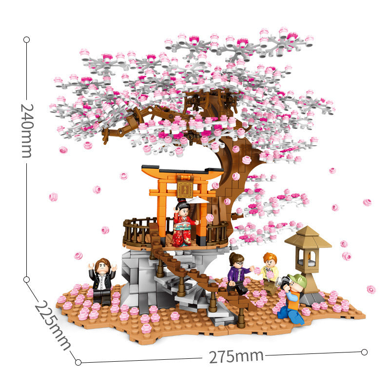 Sakura Straße Ansicht Modell Puzzle Montiert Gebäude Block Spielzeug