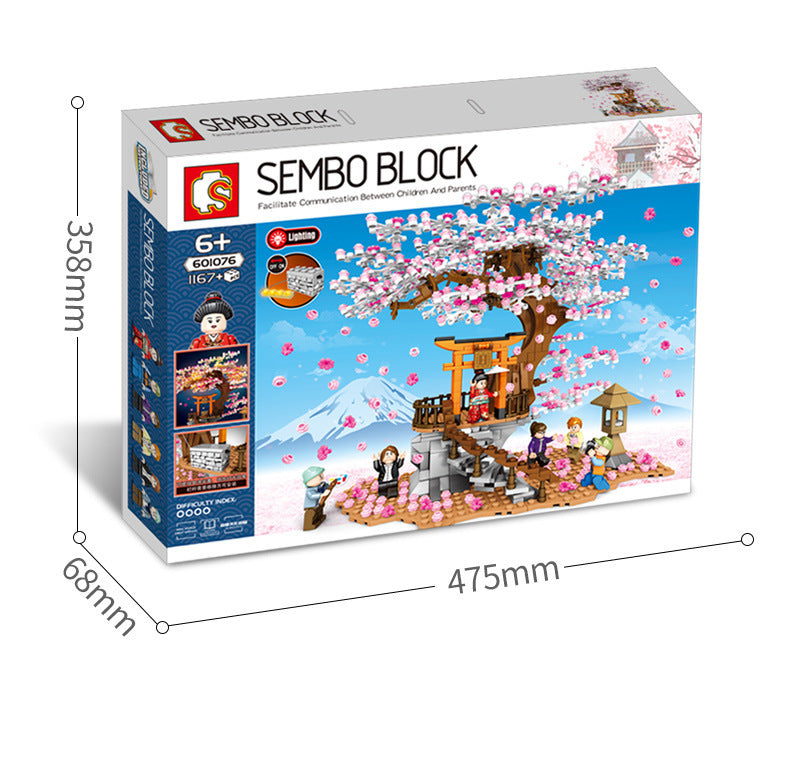 Sakura Straße Ansicht Modell Puzzle Montiert Gebäude Block Spielzeug