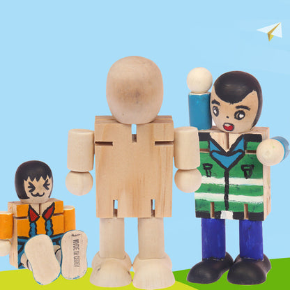 Diy Holz Roboter Puppe Joint Puppen kinder Pädagogisches Spielzeug