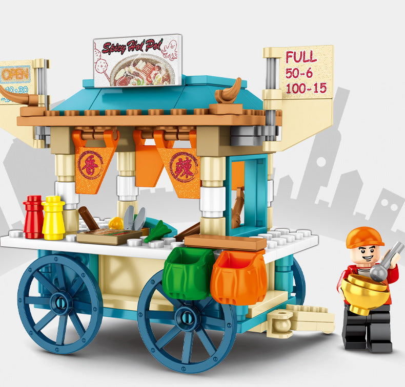 Senbao 601113-601116 Bausteine Fußgänger Straße Zum Mitnehmen Trolley Mini Street View DIY Kinder Montage Spielzeug