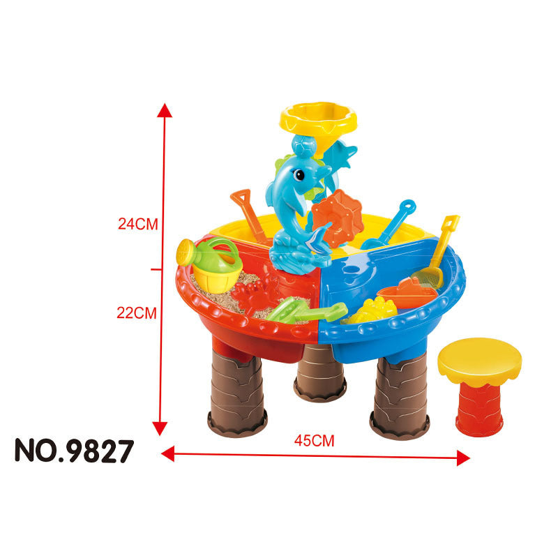 Wasser Tisch Set Sommer Sand Und Wasser Tisch Box Baby Kinder Kinder Im Freien Strand Wasserrad Spielzeug Familie Spielen Set