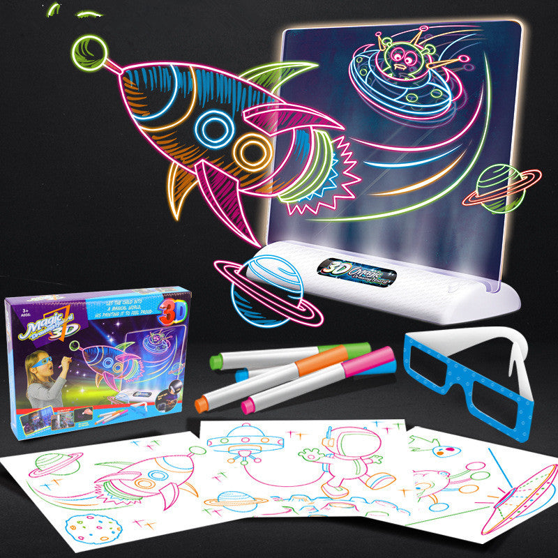 Magie 3D Zeichnung Bord LED Licht Effekte Puzzle Zeichnung Pad Kinder Malerei Pädagogisches Spielzeug Kinder Wachsen Spielkameraden Kreative Geschenk