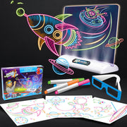 Magie 3D Zeichnung Bord LED Licht Effekte Puzzle Zeichnung Pad Kinder Malerei Pädagogisches Spielzeug Kinder Wachsen Spielkameraden Kreative Geschenk