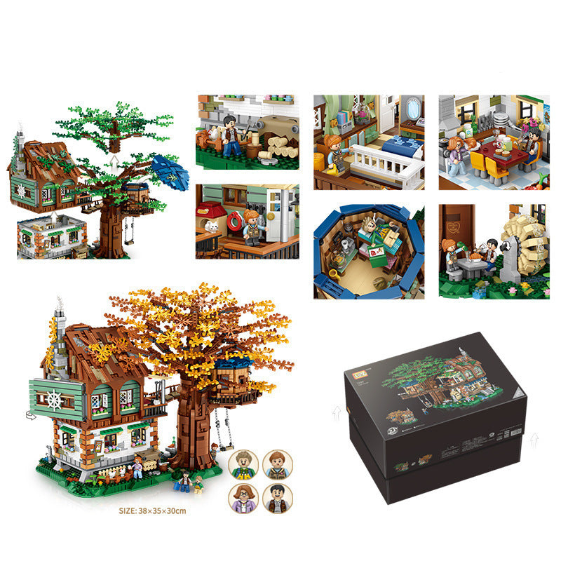 4761pcs Wald Baum Haus Modell Bausteine mit Figuren DIY Montage Kleinen Partikel Ziegel Spielzeug für Kinder Weihnachten Geschenk