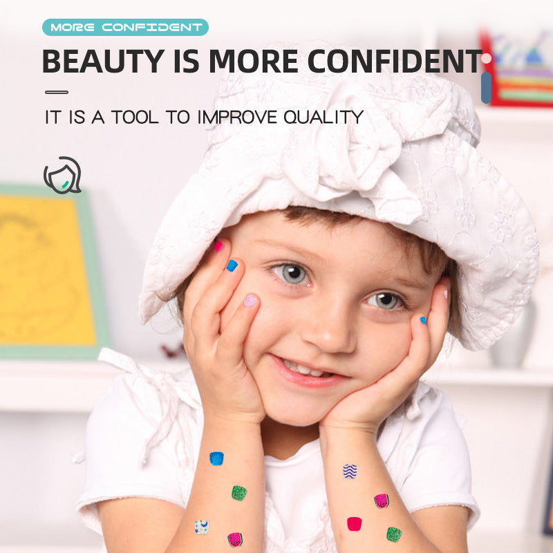 Kreuz-Grenze Kinder Mädchen Make-Up Nagel Aufkleber Set Mädchen Spielen Haus Handgemachte Diy Nagel Aufkleber Make-Up Spielzeug
