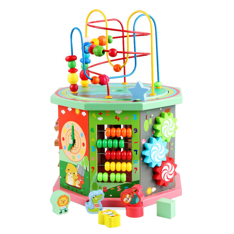 Acht-seitige Runde Bead String Schmuck Box Baby Entwicklungs Pädagogisches Spielzeug