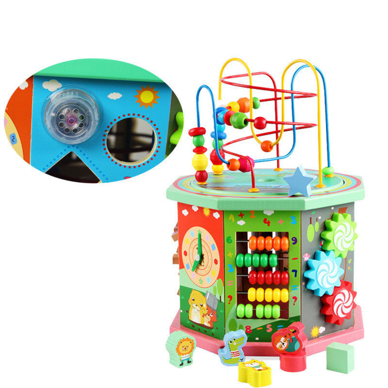 Acht-seitige Runde Bead String Schmuck Box Baby Entwicklungs Pädagogisches Spielzeug