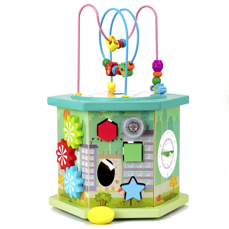 Acht-seitige Runde Bead String Schmuck Box Baby Entwicklungs Pädagogisches Spielzeug