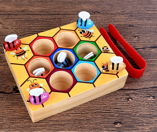 Montessori pädagogische fleißige kleine Bienen Kinder Holz spielzeug für Kinder Interaktives Bienenstock-Spielbrett Lustiges Spielzeug Geschenk