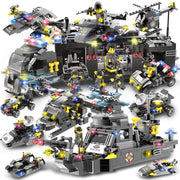 Military aircraft carrier polizei bausteine kinder montiert DIY spielzeug