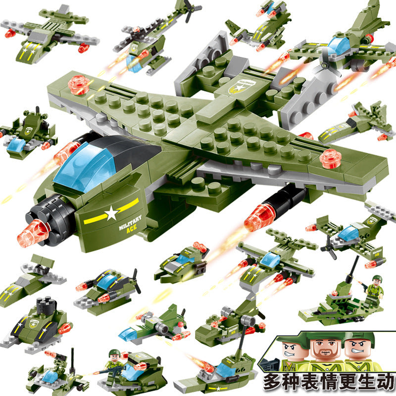 Military aircraft carrier polizei bausteine kinder montiert DIY spielzeug