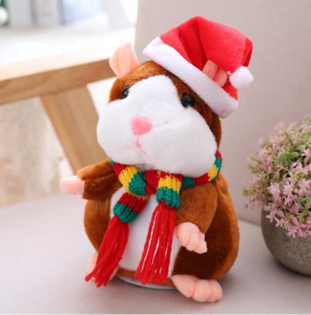 16cm Weihnachten Reden Hamster Plüsch Spielzeug Interaktive Sound Record Plüsch Hamster Stofftiere für Kinder Kinder Weihnachten Geschenk