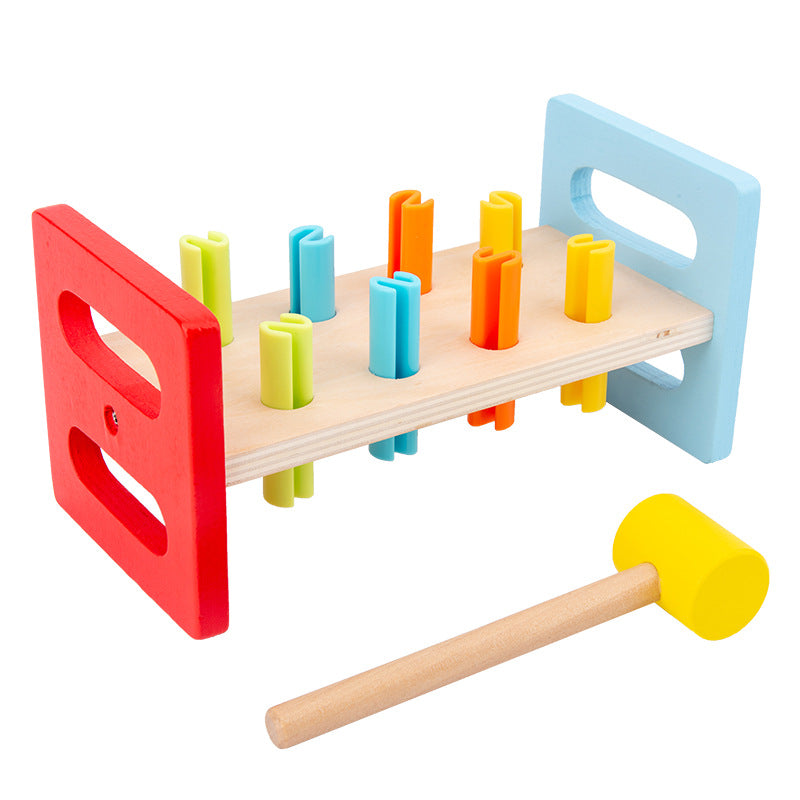 Holz Regenbogen Klopf-Tisch Hammer Musik Whac-a-Mole Klopf Kinder Spielzeug