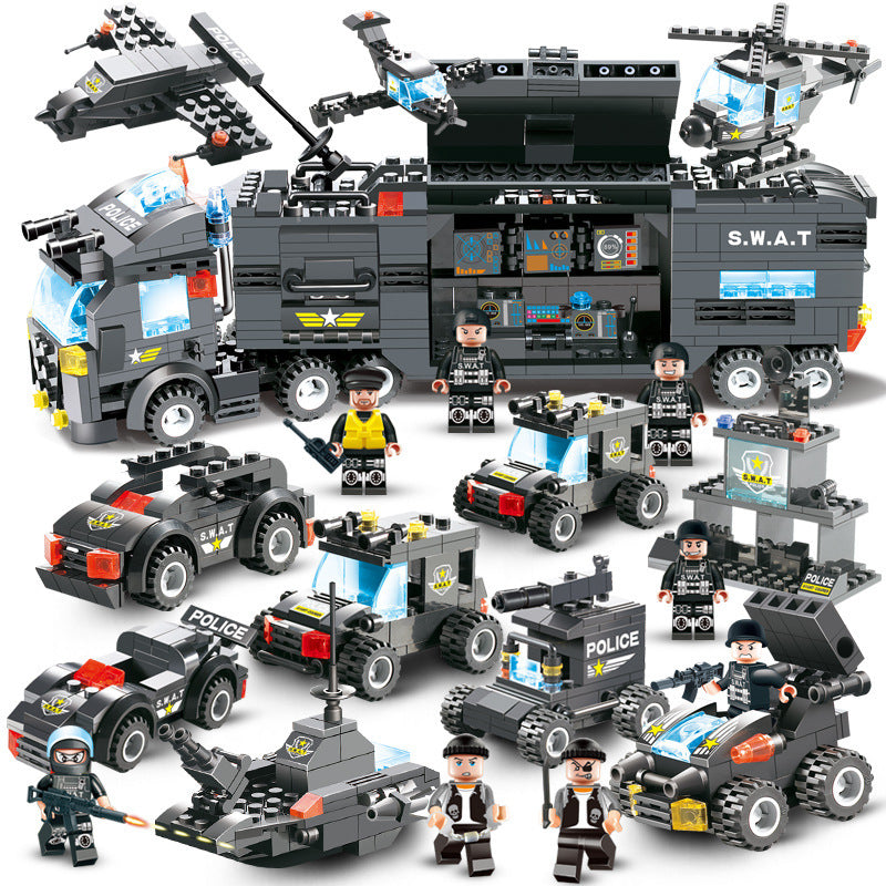 Military aircraft carrier polizei bausteine kinder montiert DIY spielzeug