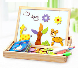 Holz Magnetischen Puzzle Spielzeug Kinder 3D Puzzle Box Abbildung Tiere Circus Schreiben Zeichnung Bord Lernen Bildung Spielzeug Für Kinder