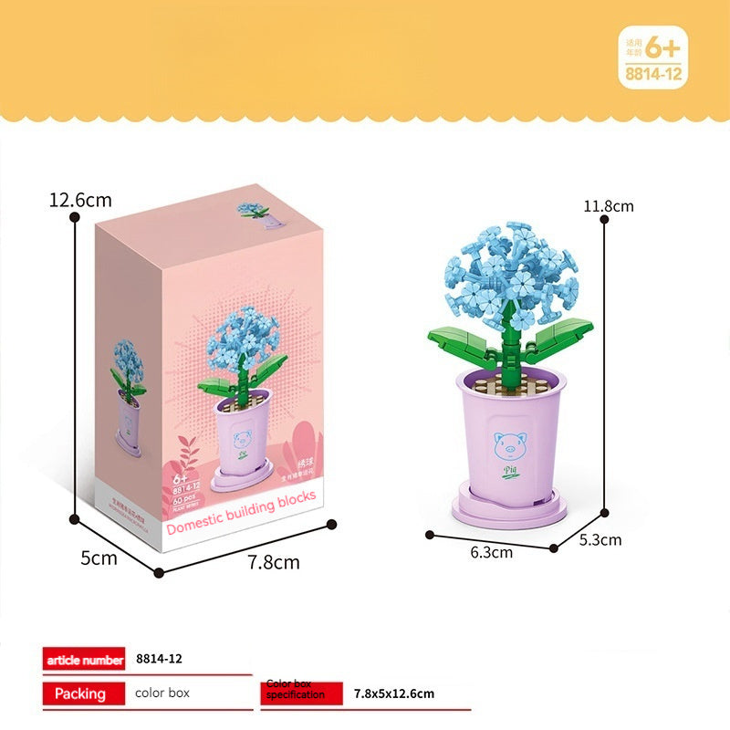 Bausteine Blumentopf DIY kleine Partikel Pädagogisches Spielzeug Desktop Dekoration Puzzle