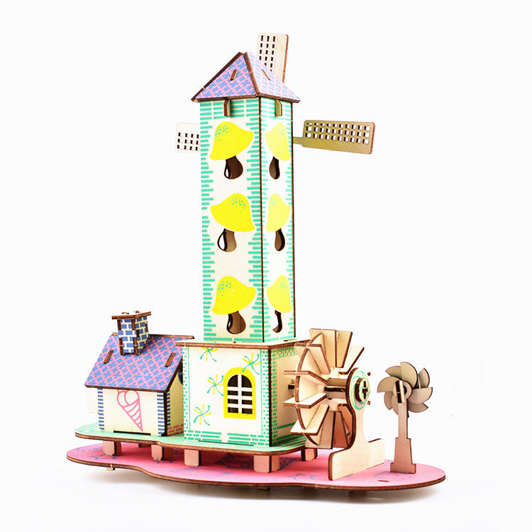 Holz Jigsaw Puzzle (kindliche cottage) 3D drei dimensional Jigsaw Puzzle Children''s geistigen spielzeug und kleine geschenke großhandel