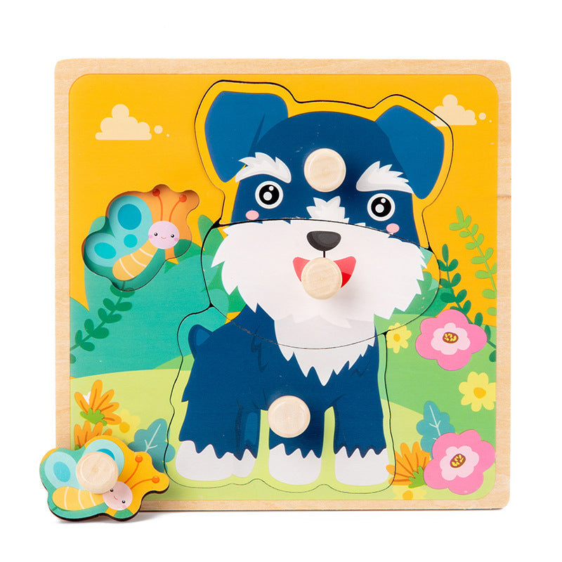 Kinderspielzeug Holz Neu 3D Dreidimensionale Holz-Pegs Handgreif-Puzzle