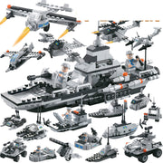 Military aircraft carrier polizei bausteine kinder montiert DIY spielzeug