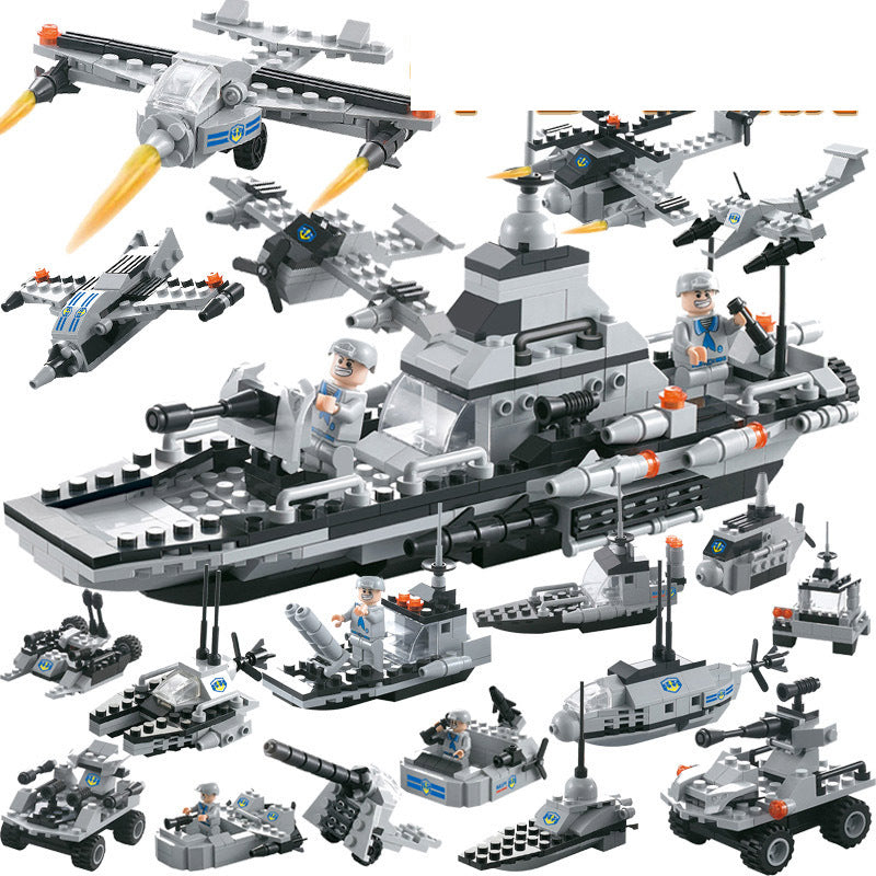 Military aircraft carrier polizei bausteine kinder montiert DIY spielzeug