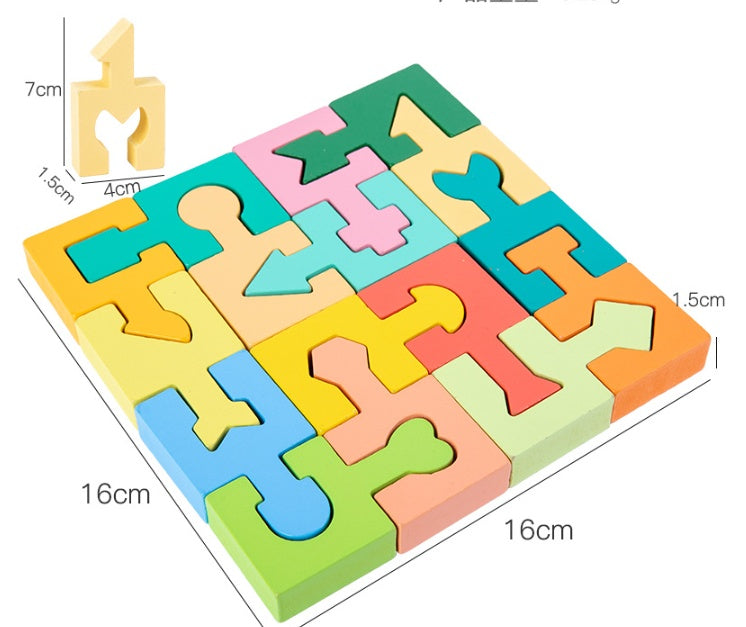 Kinder Holz spielzeug Geometrische Bausteine Drei dimensionale Mosaik platte