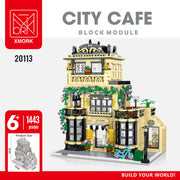 Stadtstraßenansicht Kaffeehaus Restaurant Gebäude Zusammengebautes Bauklötze-Spielzeug