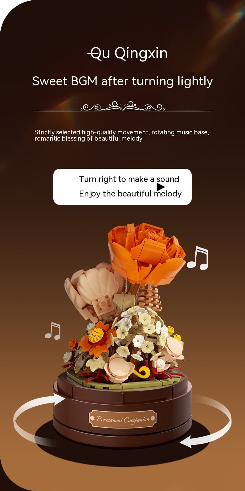 Bauklötze Blume Musikbox Valentinstag Geschenk Zusammengebautes Spielzeug