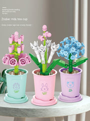 Bausteine Blumentopf DIY kleine Partikel Pädagogisches Spielzeug Desktop Dekoration Puzzle