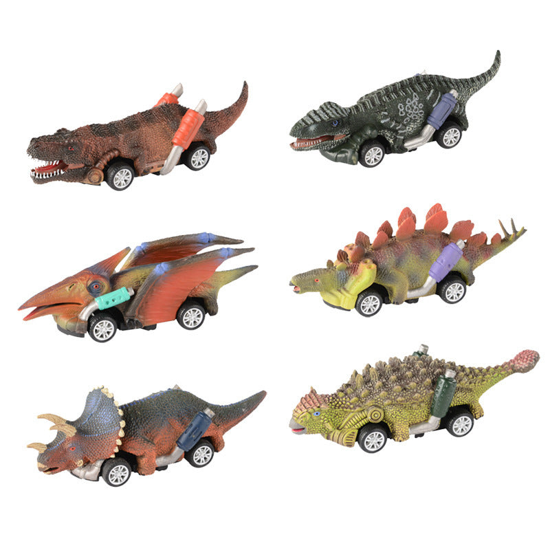 Neues Dinosaurier-Pullback-Auto vierrädriges Dinosaurier-Modell auto, kleines Rennsport-Dinosaurier-Spielzeug für Kinder