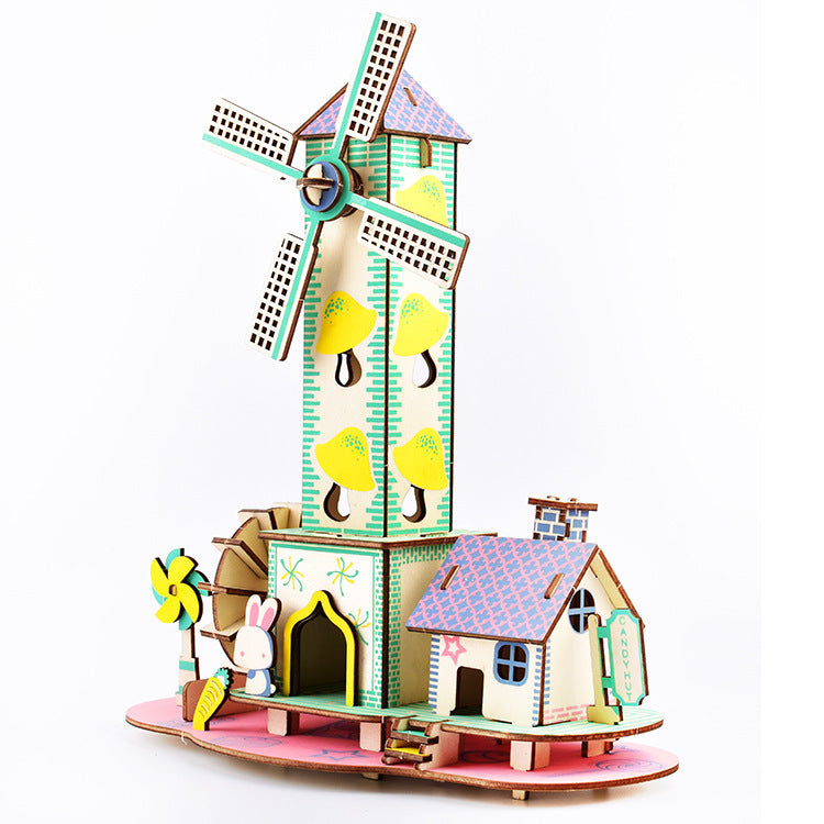 Holz Jigsaw Puzzle (kindliche cottage) 3D drei dimensional Jigsaw Puzzle Children''s geistigen spielzeug und kleine geschenke großhandel